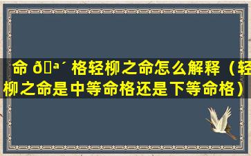 命 🪴 格轻柳之命怎么解释（轻柳之命是中等命格还是下等命格）